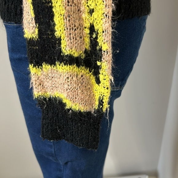 Le Superbe Electric Zebra Cardi Nude Chartreuse Black Wool Sz M - Picture 5 of 11